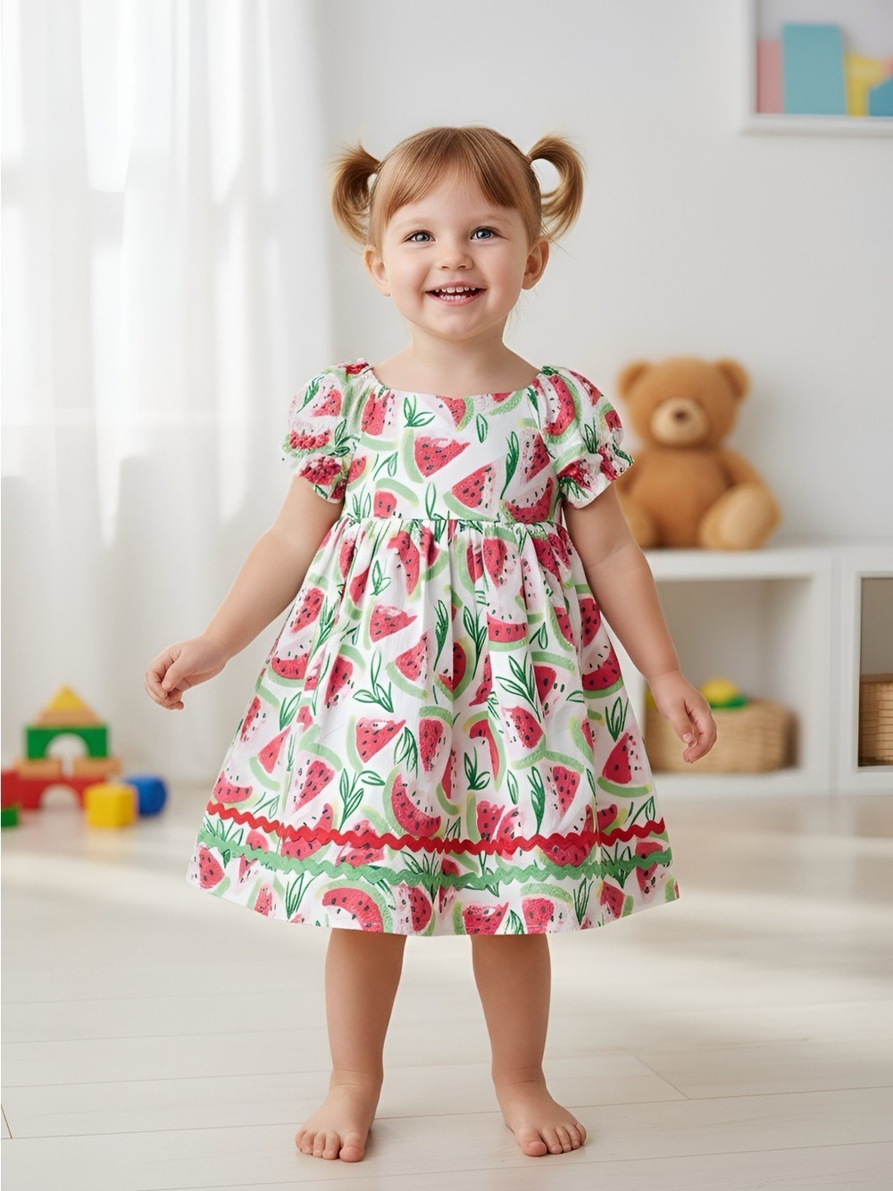 Isaac Mizrahi Watermelon Print Dress - Pink & Green 4T